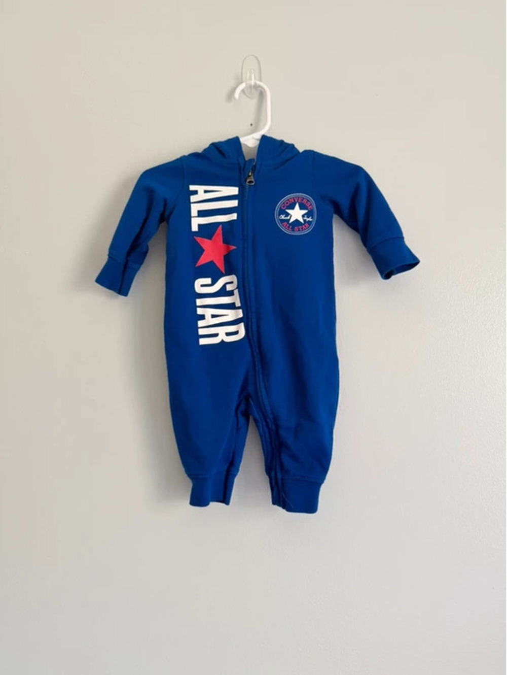Converse All Star Hooded Zip Romper 3M Blue Baby